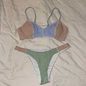 Aerie seersucker matching swim suit. Size M&S